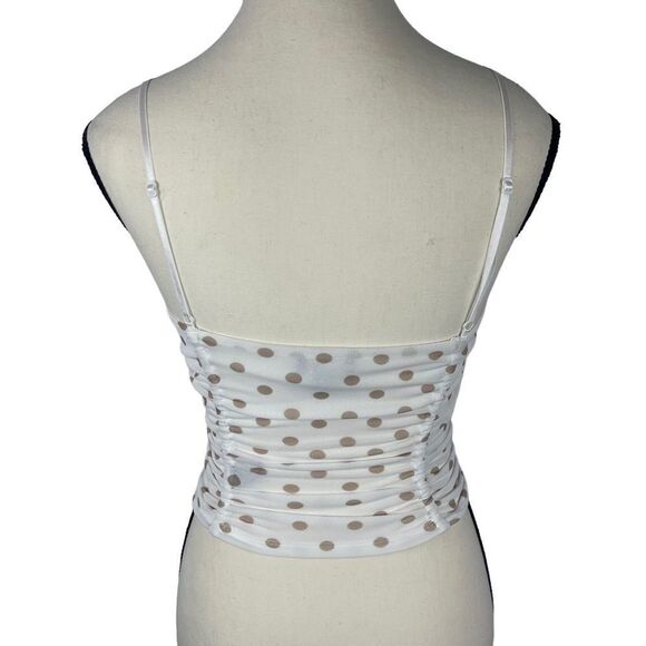 AFRM Women's Sleeveless Ruched Tank Top White Polka Dot Size XS - Picture 3 of 4